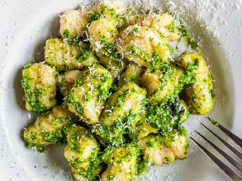Parmesan Ricotta Gnocchi with Pesto